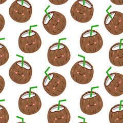 cute coconut summer fruits seamless pattern background