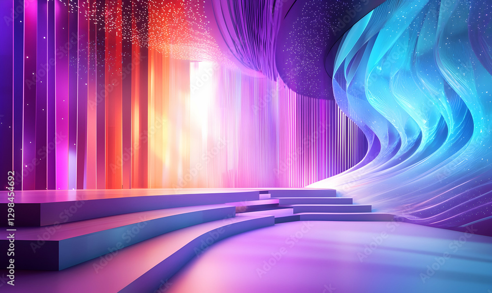 Aufkleber dynamic stage with generative elements for artistic or interactive uses.