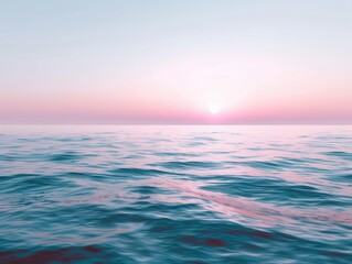 Obraz premium Tranquil ocean scene at sunset with soft pastel colors and gentle waves