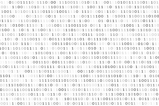 White digital matrix of binary code numbers background