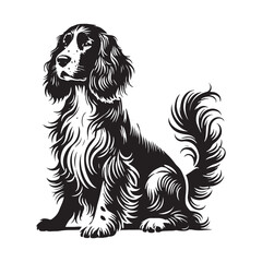English Springer Spaniel Silhouette - Minimalist Dog Vector - English Springer Spaniel Dog Illustration.