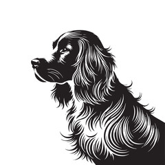 English Springer Spaniel Silhouette - Minimalist Dog Vector - English Springer Spaniel Dog Illustration.