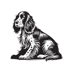 English Springer Spaniel Silhouette - Minimalist Dog Vector - English Springer Spaniel Dog Illustration.