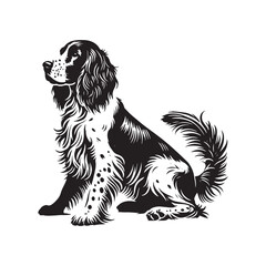 English Springer Spaniel Silhouette - Minimalist Dog Vector - English Springer Spaniel Dog Illustration.