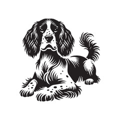 English Springer Spaniel Silhouette - Minimalist Dog Vector - English Springer Spaniel Dog Illustration.