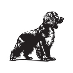English Springer Spaniel Silhouette - Minimalist Dog Vector - English Springer Spaniel Dog Illustration.