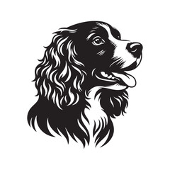 English Springer Spaniel Silhouette - Minimalist Dog Vector - English Springer Spaniel Dog Illustration.