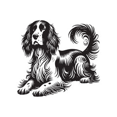English Springer Spaniel Silhouette - Minimalist Dog Vector - English Springer Spaniel Dog Illustration.