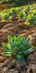 Close Up Vibrant Green Artichoke Foliage Thrives Under the Sunny Sky, Lush Agricultural Field
