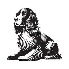 English Springer Spaniel Silhouette - Minimalist Dog Vector - English Springer Spaniel Dog Illustration.