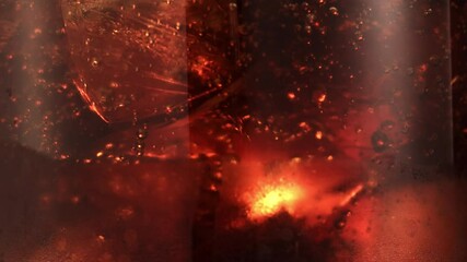 close up of ice cubes moving slowly inside ice tea or apple juice - Powered by Adobe