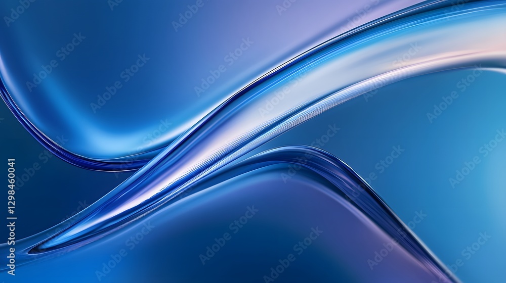 Poster blue and white abstract flowing shapes create dynamic visual interest