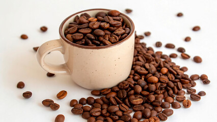 Fototapeta premium coffee beans and cup