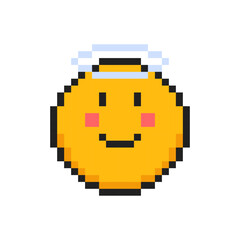 Obraz premium Pixel emotion face of angel, 8 bit face with emotion of angel.