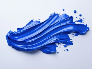 Blue Paint Stroke on White Background
