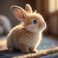 Obraz premium Adorable baby bunny, soft fur, and gentle lighting, creating a dreamy atmosphere.