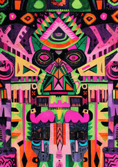 Obraz premium Psychedelic Tribal Face Design