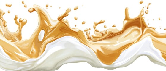 A Splash of Golden Liquid Flowing Over White Cream