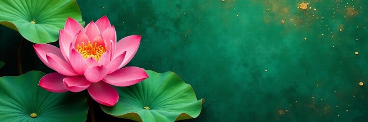 Intricate Thai lotus blossoms, gold leaf details on textured jade green , rich, lotus, ornate