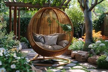 Hanging chair in the jungle UHD wallpaper