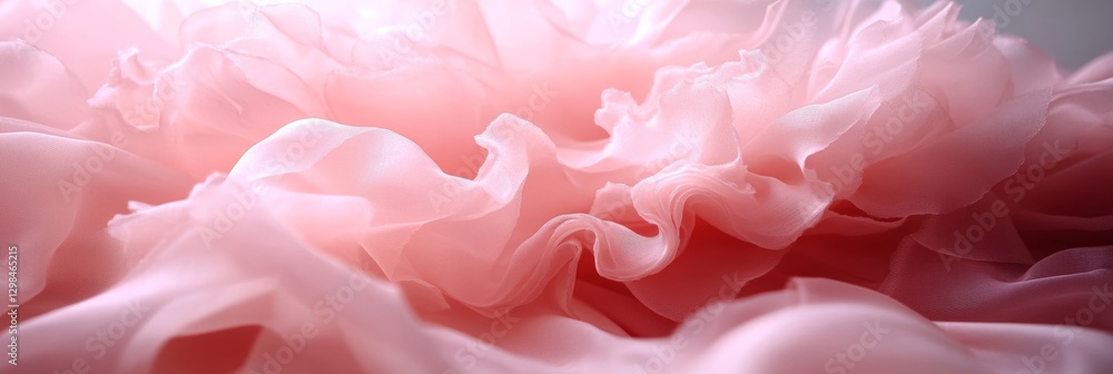 Poster soft pink chiffon fabric texture abstract background with delicate drapes and flowing folds