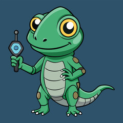 Cute Gecko with Gadget