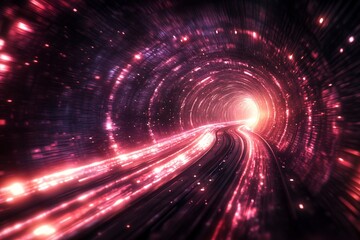 Obraz premium glowing energy trails forming futuristic cyber web