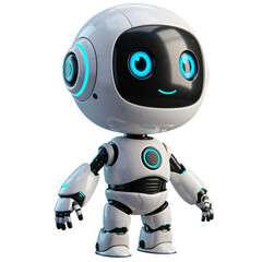 This is a 3D render of a friendly, cartoonish robot