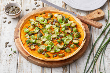 Kürbis-Quiche mit Rosenkohl