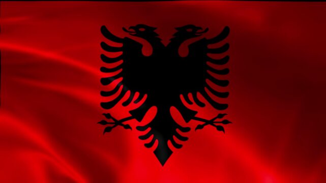 Abstract animation of the Flag of Albania with soft texture and gentle folds