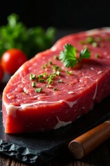 Premium wagyu sirloin, plastic-wrapped, ready to cook , lunch, delicious