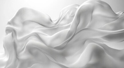 Obraz premium White Flowing Fabric in Motion – Isolated on White Background