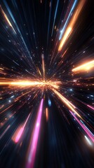 Fototapeta premium floating light ribbons forming futuristic cyber glow