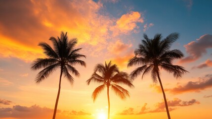 palm Trees Silhouetted Against a Tropical Sunset