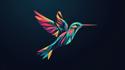 Colorful Geometric Hummingbird in Flight (6)