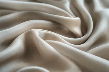 Obraz premium Close-up of elegant beige silk fabric showcasing delicate folds and smooth texture.