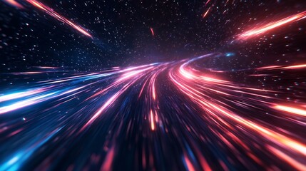 futuristic glowing energy trails in abstract digital space