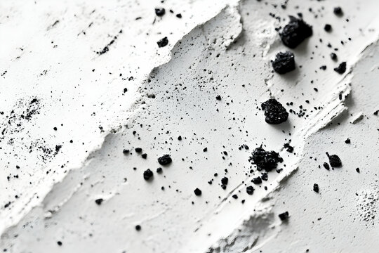 A close-up of white micro-cement with black speckles, high resolution