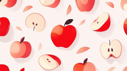 Apple slices pattern on white background