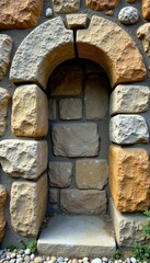 Ancient stone wall with unusual geological features, geological, natural, granite