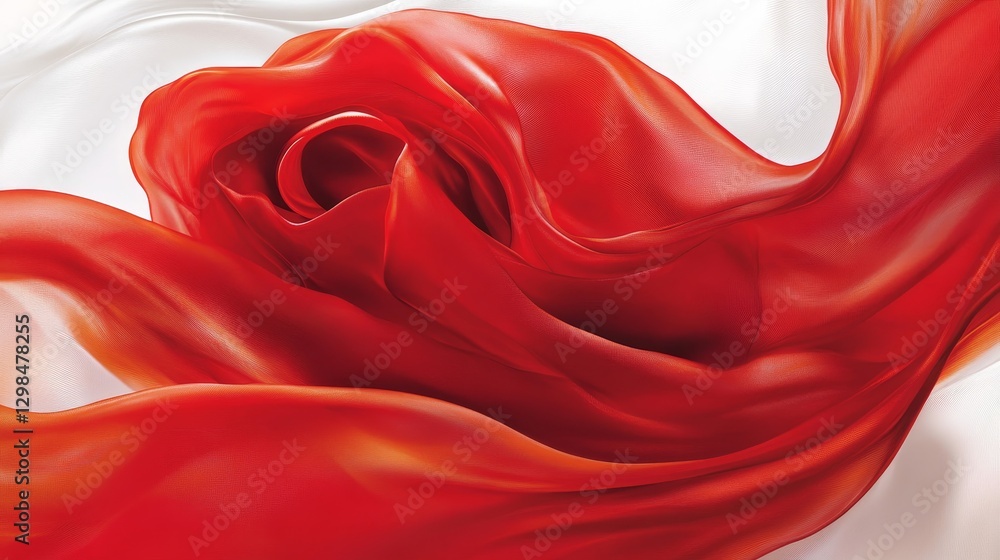Poster abstract flowing red lines, converging dynamic waves, modern background, design element,