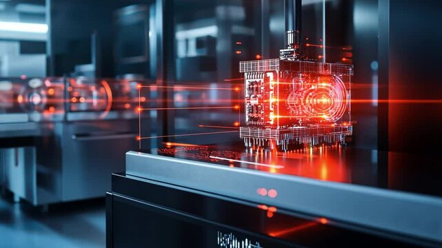 A quantum computing demonstration for optimization problems, featuring sleek futuristic setups.