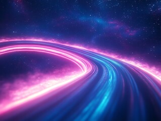 Fototapeta premium swirling neon waves merging into futuristic space