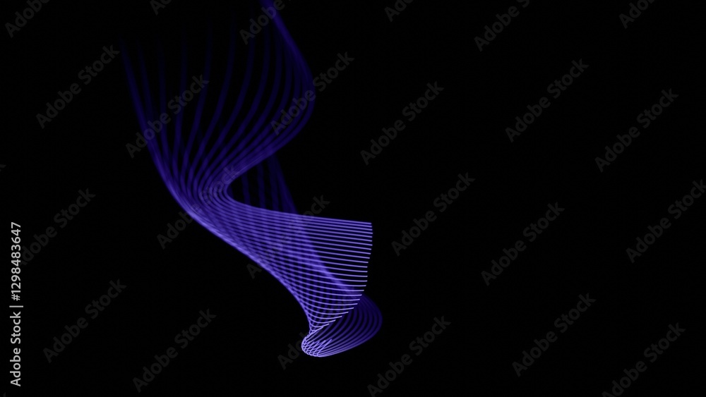 Fototapete abstract glabstract glowing purple lines forming smooth waves on a dark background, creating a moder