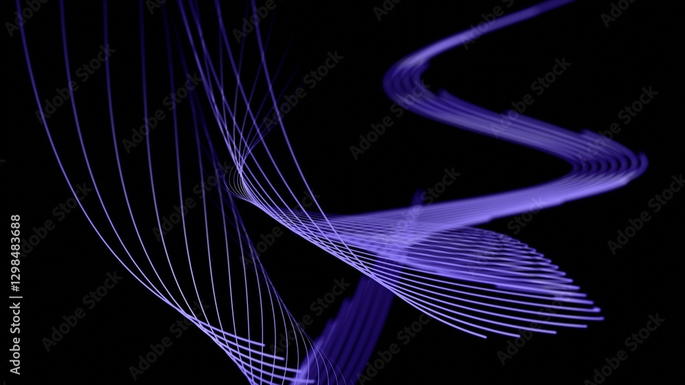 Leinwandbilder abstract glabstract glowing purple lines forming smooth waves on a dark background, creating a moder