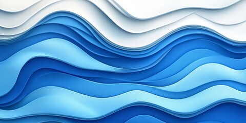 Fototapeta premium Abstract blue and white layered waves with smooth transitions