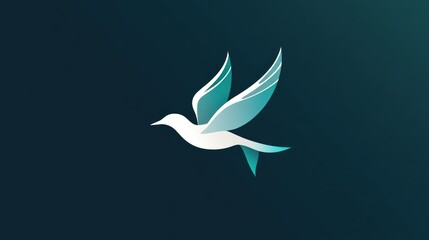 Flying bird, teal accents, dark background