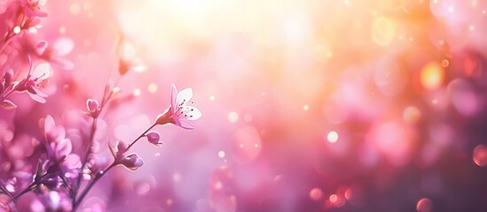 Fototapeta premium Beautiful spring flowers background with bokeh effect, with space for text