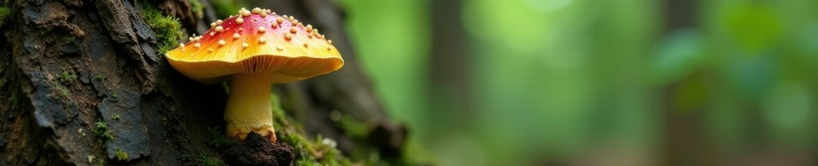 Fototapeta premium Pleurotus ostreatus fruiting body on tree trunk, decay, nature