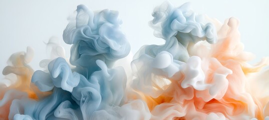 Fototapeta premium Pastel Colored, Abstract, Elegant Shapes With Curves of Blue, Orange, Soft Focus For Background